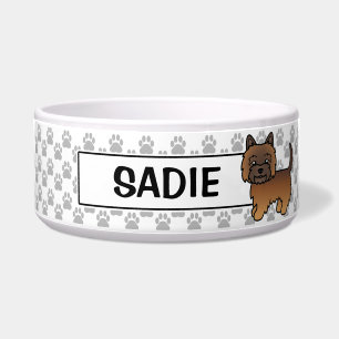 Red Brindle Cairn Terrier Cartoon Dog Napf