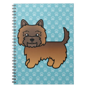 Red Brindle Cairn Terrier Cartoon Dog On Blue Notizblock