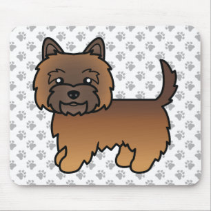 Red Brindle Cairn Terrier Dog Illustration & Paws Mousepad