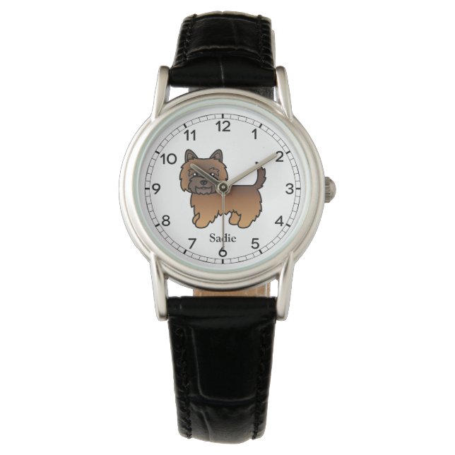 Red Brindle Cairn Terrier Niedlicher Cartoon Dog & Armbanduhr (Vorderseite)