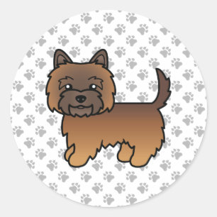 Red Brindle Cairn Terrier Niedlicher Cartoon Dog Runder Aufkleber