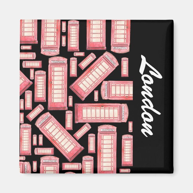 Red British Phone Booth Muster - London Magnet (Vorne)