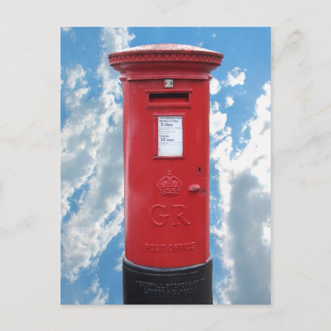 Red British Post Box Postkarte (Vorderseite)