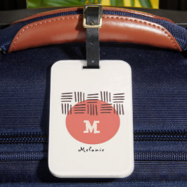 Red brown abstract aesthetic minimal Monogram Gepäckanhänger