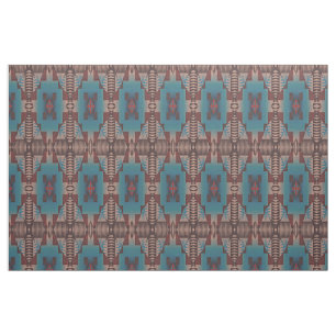 Red Brown Aquamarin Blue Green Eclectic Ethnic Loo Stoff