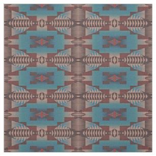 Red Brown Aquamarin Blue Green Eclectic Ethnic Loo Stoff