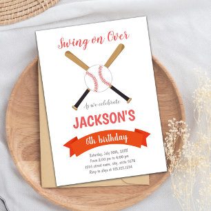 Red Brown Baseball Invitations d'anniversaire