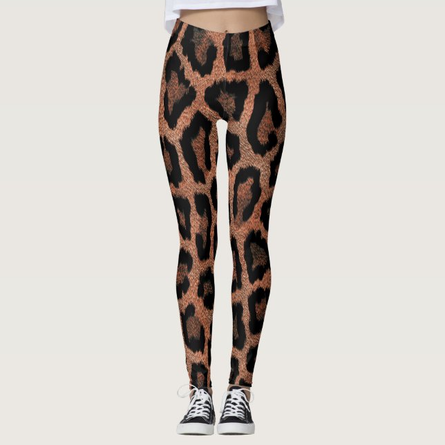 Red Brown Black Leopard Animal Print Leggings (Vorderseite)