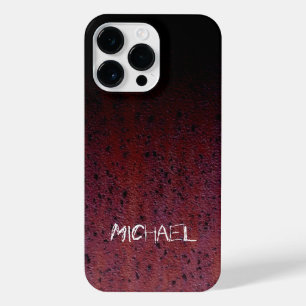 Red Brown Black Ombre Rust Metal Individuelle Name iPhone 14 Pro Max Hülle