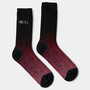 Red Brown Black Ombre Rust Metal Individuelle Name Socken