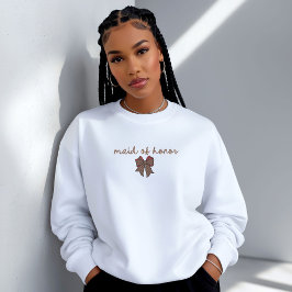 Red + Brown Checkered Bow MAID OF HONOR Sweatshirt