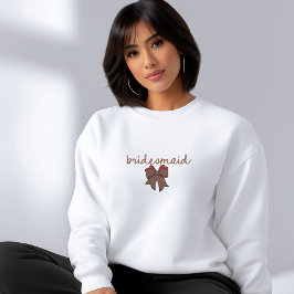 Red + Brown Checkered Coquette Bow BRIDESMAID Sweatshirt
