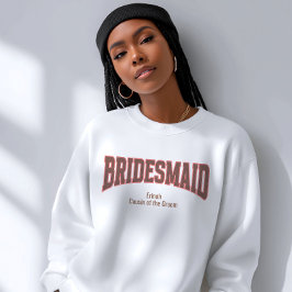 Red + Brown Faux Glitter Varsity BRIDESMAID Sweatshirt