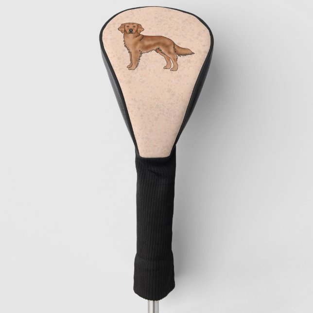 Red Brown Golden Retriever Niedlich Cartoon Dog Golf Headcover (Vorderseite)