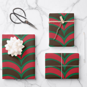 Red Brown Green Abstrakt Geometric Geschenkpapier Set