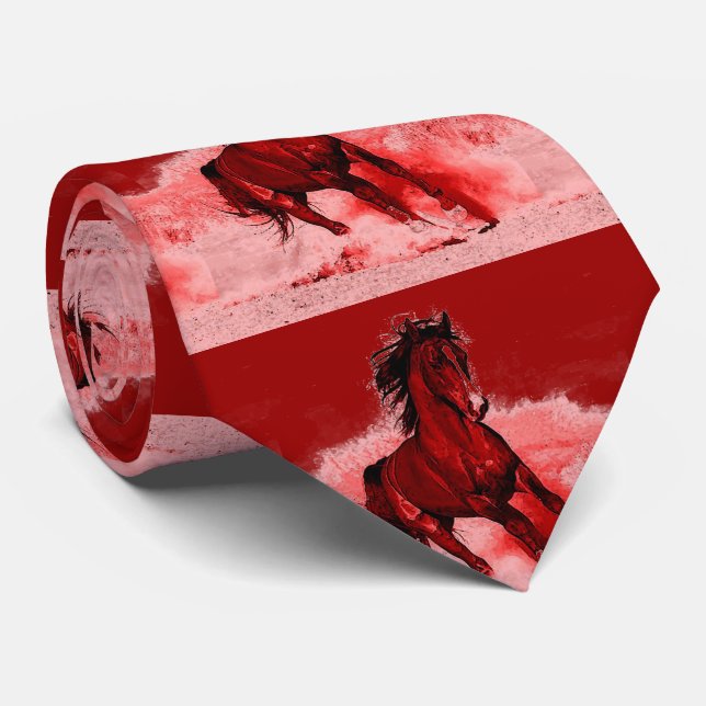 Red Brown Running Horse Krawatte (Gerollt)
