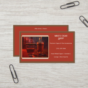 Red Brown Smoke Cigar Shop Business Card Visitenkarte