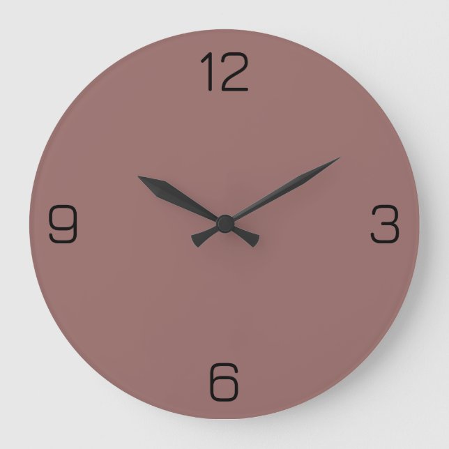 Red Brown Terracotta 976A66 Farbe mit Namensoption Große Wanduhr (Vorderseite)