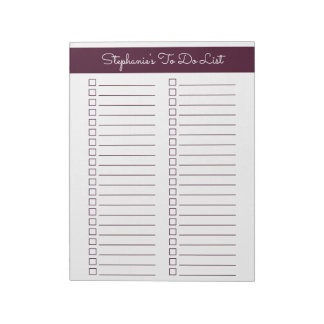 Red Brown Vertical 8.5x11 Two Column Checklist Notizblock