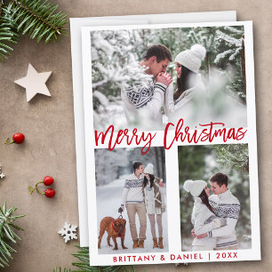 Red Brush Script Foto Frohe Weihnachten
