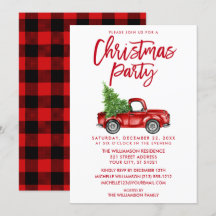 Red Brush Script Truck Kariertes Weihnachtsfest Pa