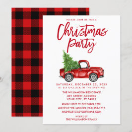 Red Brush Script Truck Kariertes Weihnachtsfest Pa Einladung