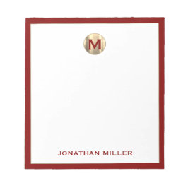 Red Brushed Gold Monogram Notepad Notizblock