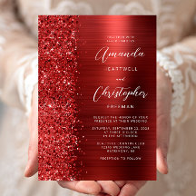 Red Brushed Metal Glitter Script Hochzeit