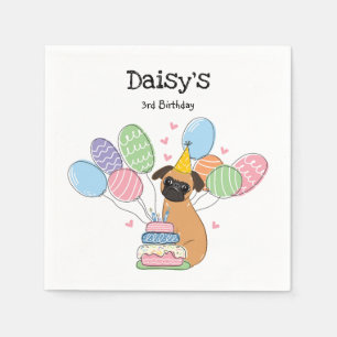 Red Brussels Griffon Birthday Paper Serviette