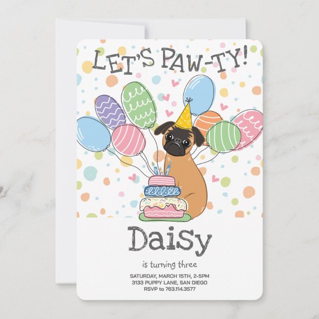 Red Brussels Griffon Dog Birthday Party Einladung (Vorderseite)