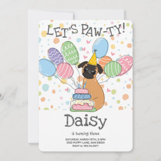 Red Brussels Griffon Dog Birthday Party Einladung