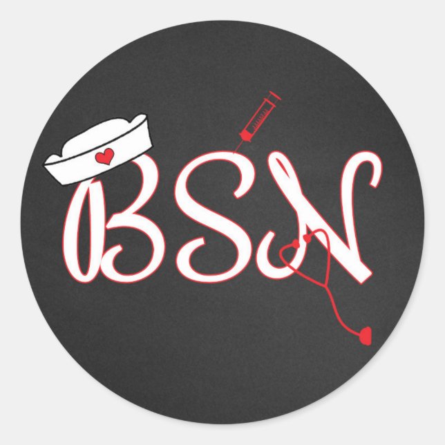 Red BSN Krankenschwester bevorzugt Aufkleber/Umsch Runder Aufkleber (Vorderseite)