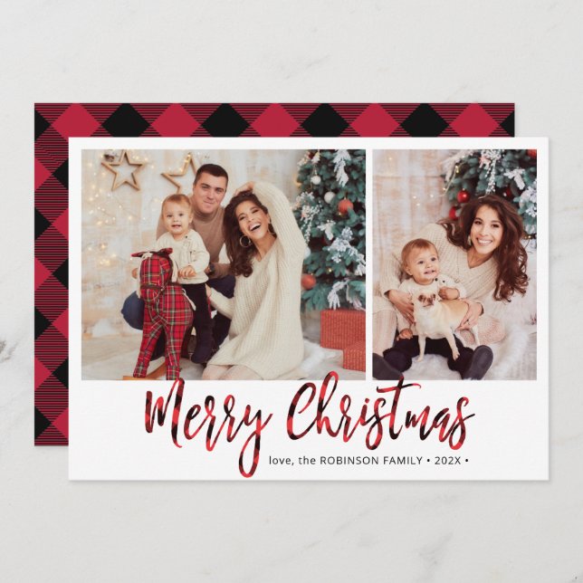 Red Buffalo Kariert 2 Foto Collage Weihnachten (Vorne/Hinten)