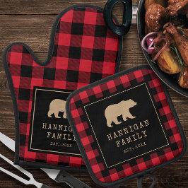 Red Buffalo Kariert Bauernhof Koch Kochen Geschenk Ofenhandschuh & Topflappen-Set
