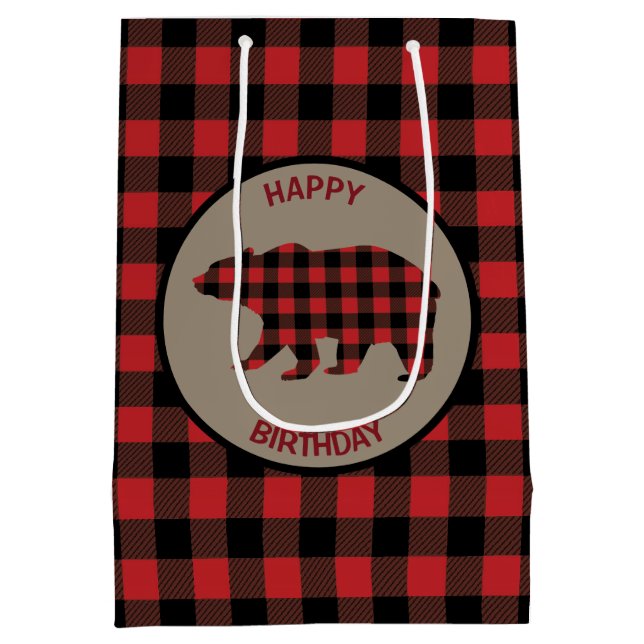 Red Buffalo Kariert Bear Mittlere Geschenktüte (Rückseite)