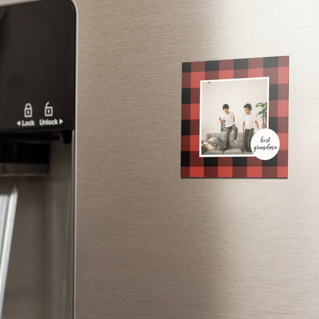 Red Buffalo Kariert Bestes Grandma-Geschenk mit Fo Magnet (Von Creator hochgeladen)
