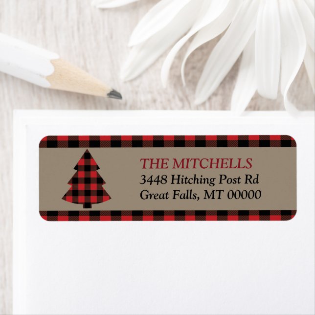 Red Buffalo Kariert Border Weihnachtsbaum (Insitu)