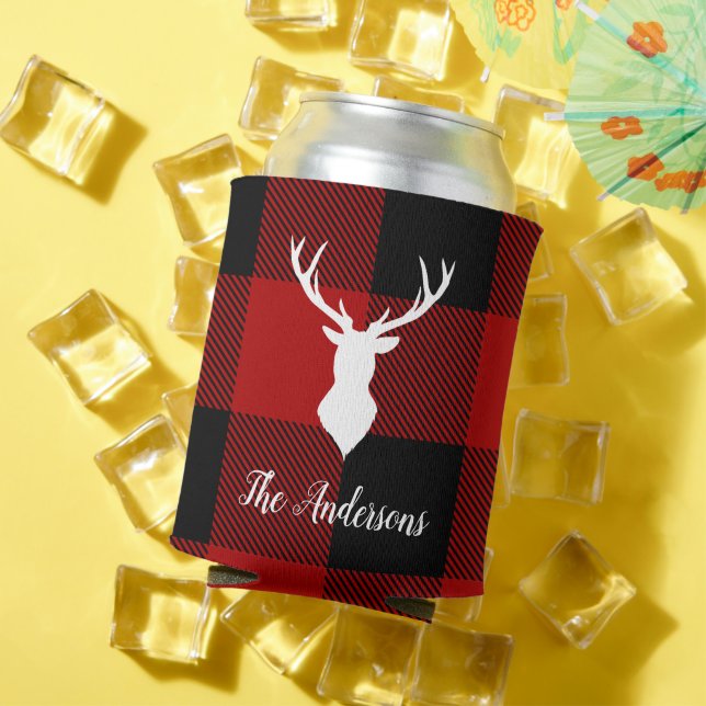 Red Buffalo Kariert & Deer | Geschenk für persönli Dosenkühler (In Situ Sommer)