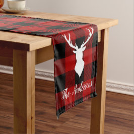 Red Buffalo Kariert & Deer | Geschenk für persönli Mittelgroßer Tischläufer