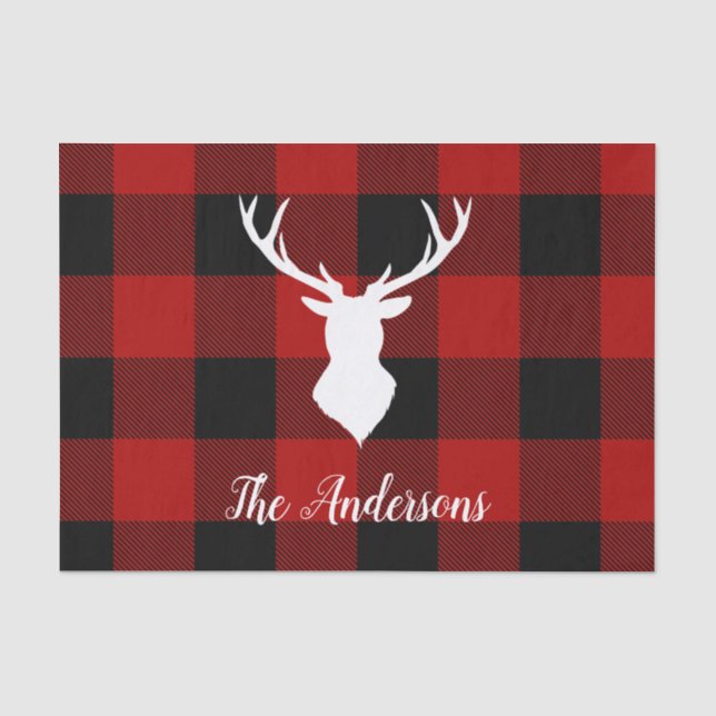 Red Buffalo Kariert & Deer | Geschenk für persönli Seidenpapier (Vorderseite)