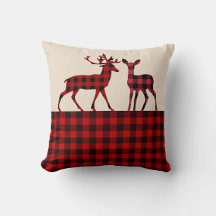 Red Buffalo Kariert Deer Kissen