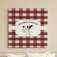 Red Buffalo Kariert Farm Cow Canvas Print