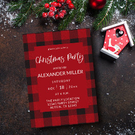 Red Buffalo Kariert Flannel Weihnachtsfest Party Einladung
