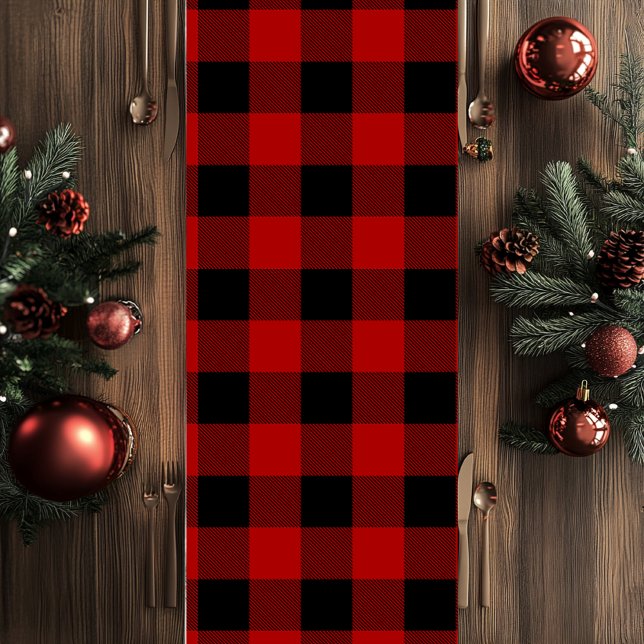 Red Buffalo Kariert & Frohe Weihnachten Mittelgroßer Tischläufer (Von Creator hochgeladen)