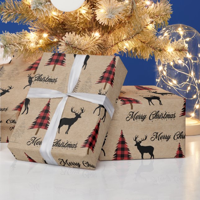 Red Buffalo Kariert & Frohe Weihnachtslandschaften Geschenkpapier (Feiertage)