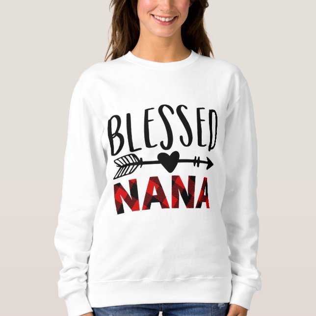Red Buffalo Kariert gesegnete Nana Weihnachten für Sweatshirt (Vorderseite)