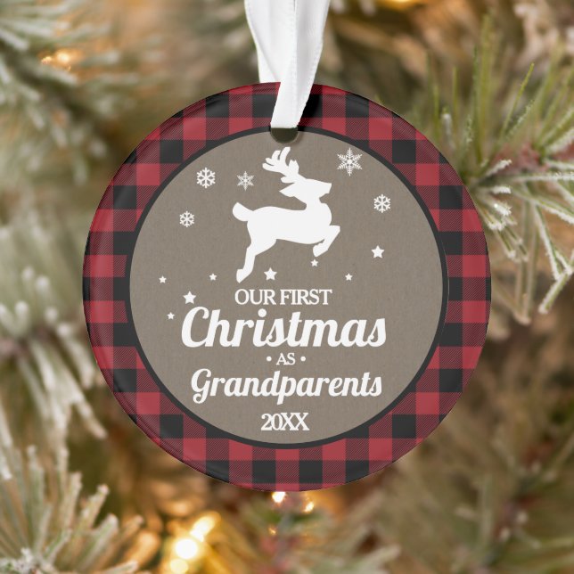 Red Buffalo Kariert Großeltern 1. Weihnachten Ornament (Baum)