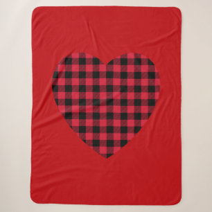 Red Buffalo Kariert Heart Sherpa Blanket Sherpadecke