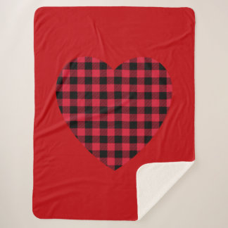 Red Buffalo Kariert Heart Sherpa Blanket Sherpadecke