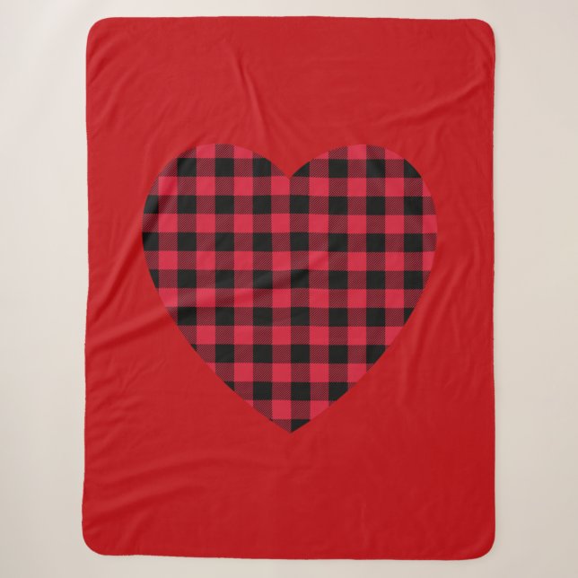 Red Buffalo Kariert Heart Sherpa Blanket Sherpadecke (Vorderseite)